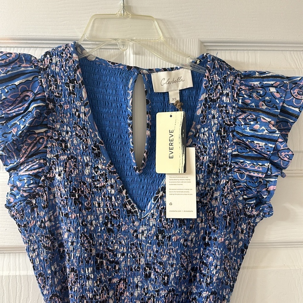💥Sale!!💥NWT Cleobella smocked maxi dress in beautiful blue and pink print!